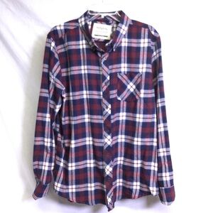 OneDayAway Men's Red Blue Plaid Button-Up Shirt Sz XL